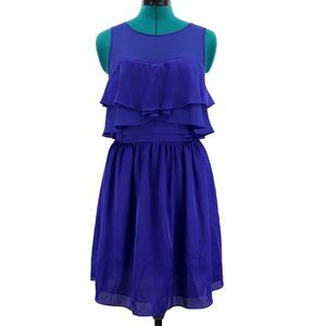 BCBGeneration Cobalt Blue Layered Bodice Sleeveless Dress with Pockets, Small
